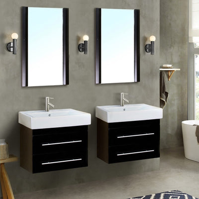 Bellaterra Home 48.5 in Double Wall Mount Style Sink Vanity-Wood-Black