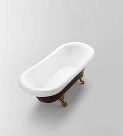 Vanity Art Freestanding Claw Foot Red and White Acrylic Bathtub