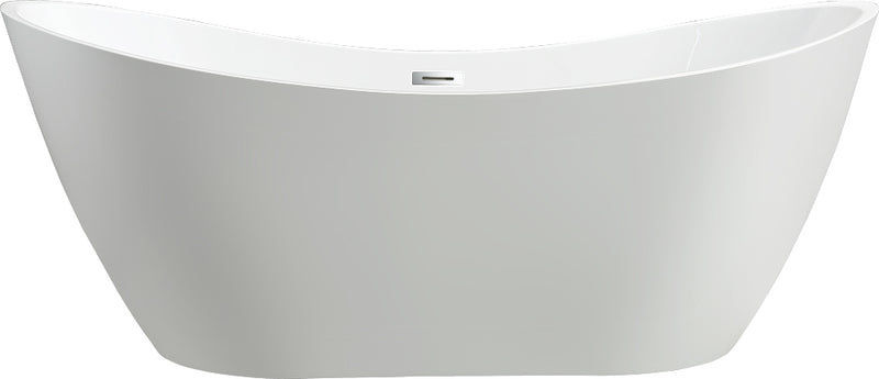Vanity Art Freestanding White Acrylic Bathtub with Polished Chrome