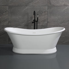 Alfi 67 inch White Matte Pedestal Solid Surface Resin Bathtub