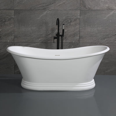 Alfi 67 inch White Matte Pedestal Solid Surface Resin Bathtub