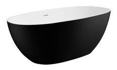 Alfi 59 inch Black & White Matte Oval Solid Surface Resin Bathtub