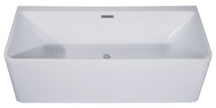 Alfi 59 inch White Rectangular Acrylic Free Standing Soaking Bathtub