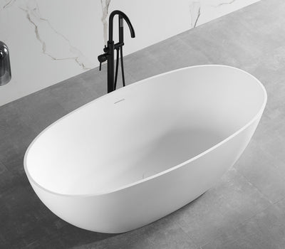 Alfi 59 inch White Oval Solid Surface Resin Bathtub