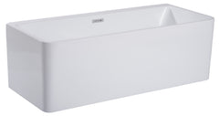 Alfi 59 inch White Rectangular Acrylic Free Standing Soaking Bathtub