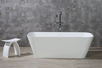 Alfi 67 inch White Rectangular Solid Surface Smooth Resin Bathtub
