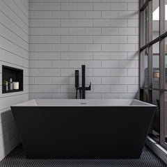 Alfi 59 inch Black & White Rectangular Acrylic Free Standing Bathtub