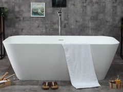 Alfi 67 inch White Rectangular Solid Surface Smooth Resin Bathtub