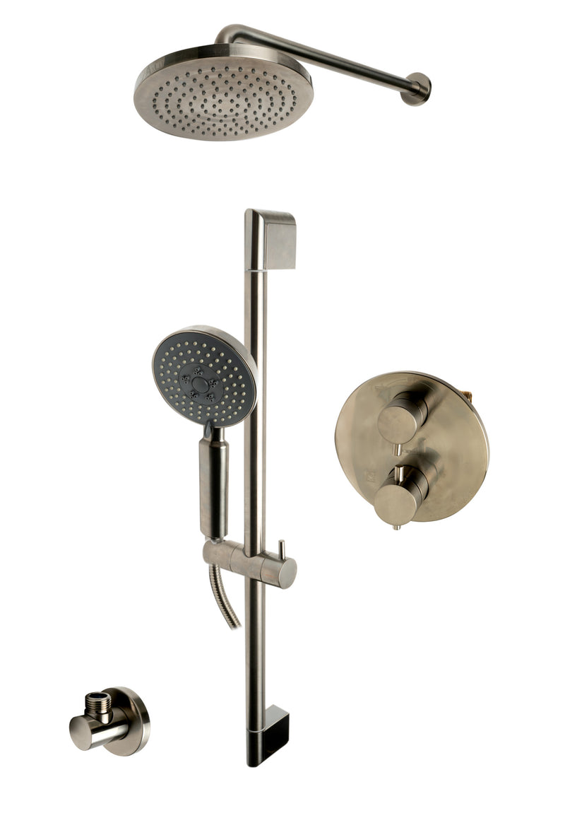 Alfi Brushed Nickel Round Style 2 Way Thermostatic Shower Set