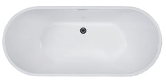 Alfi 59 inch White Oval Acrylic Free Standing Soaking Bathtub